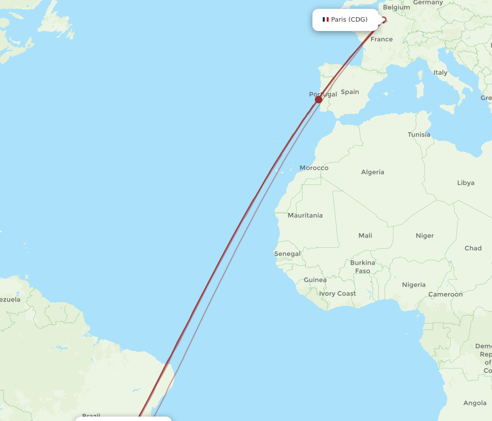 CNF-CDG flight routes
