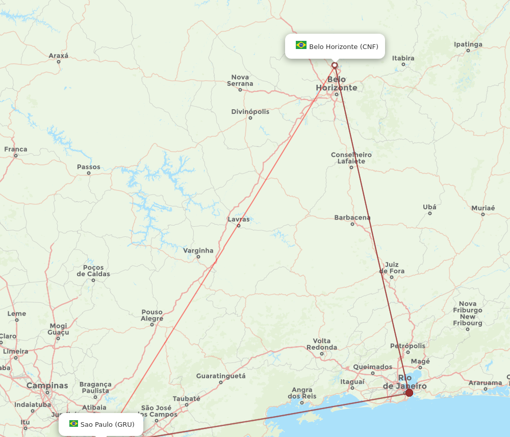 CNF to GRU flights and routes map
