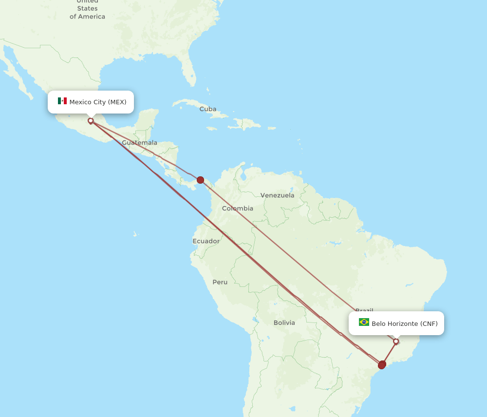 CNF to MEX flights and routes map