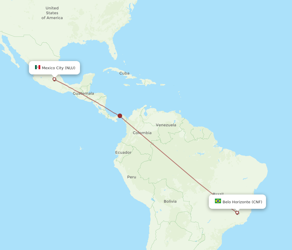 CNF to NLU flights and routes map