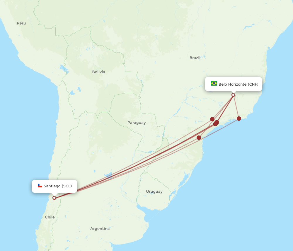 CNF to SCL flights and routes map