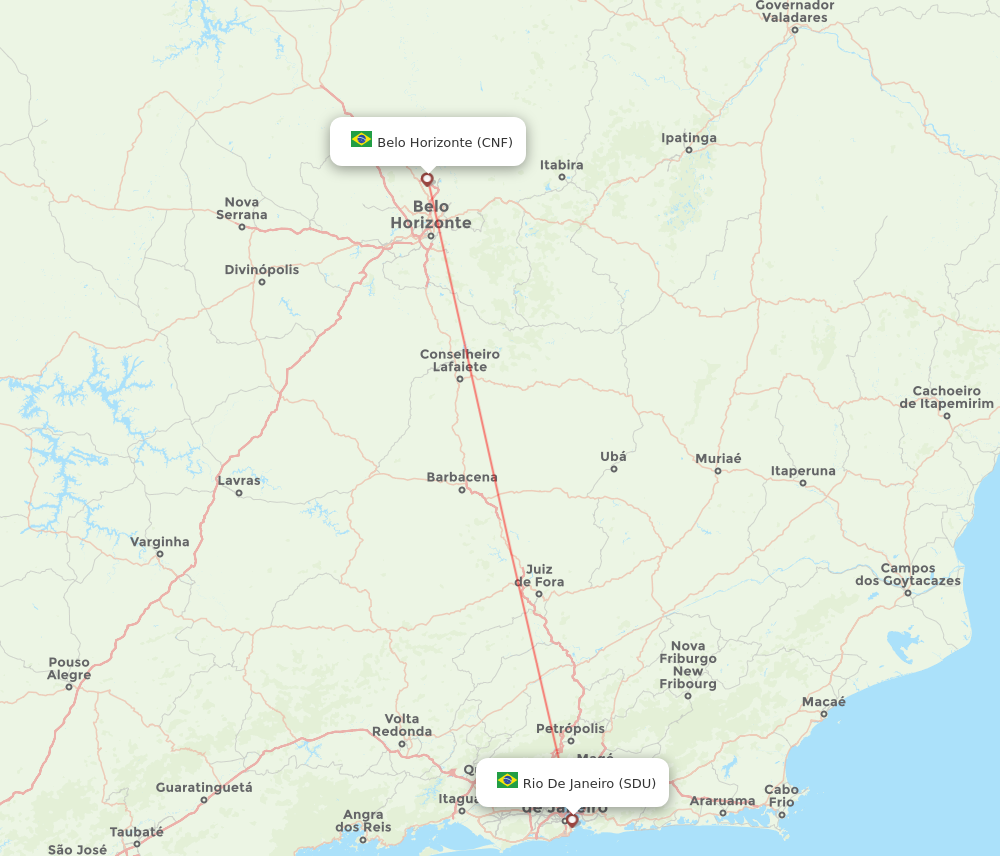 CNF to SDU flights and routes map