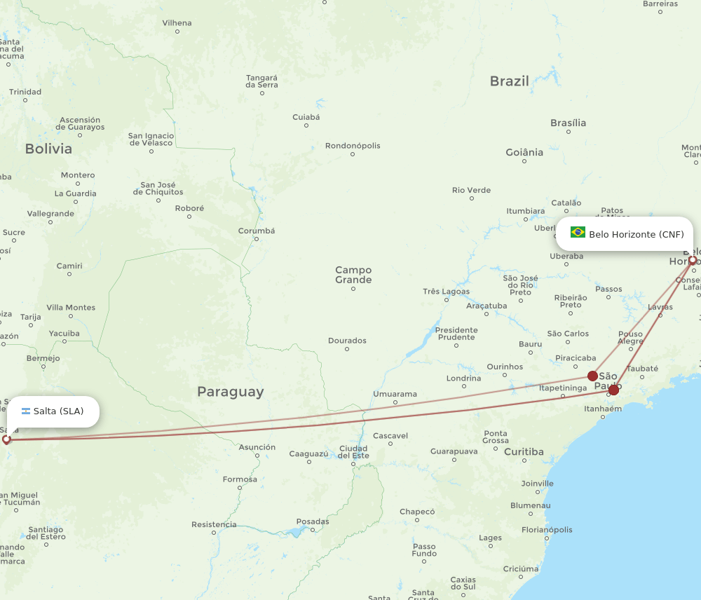CNF to SLA flights and routes map