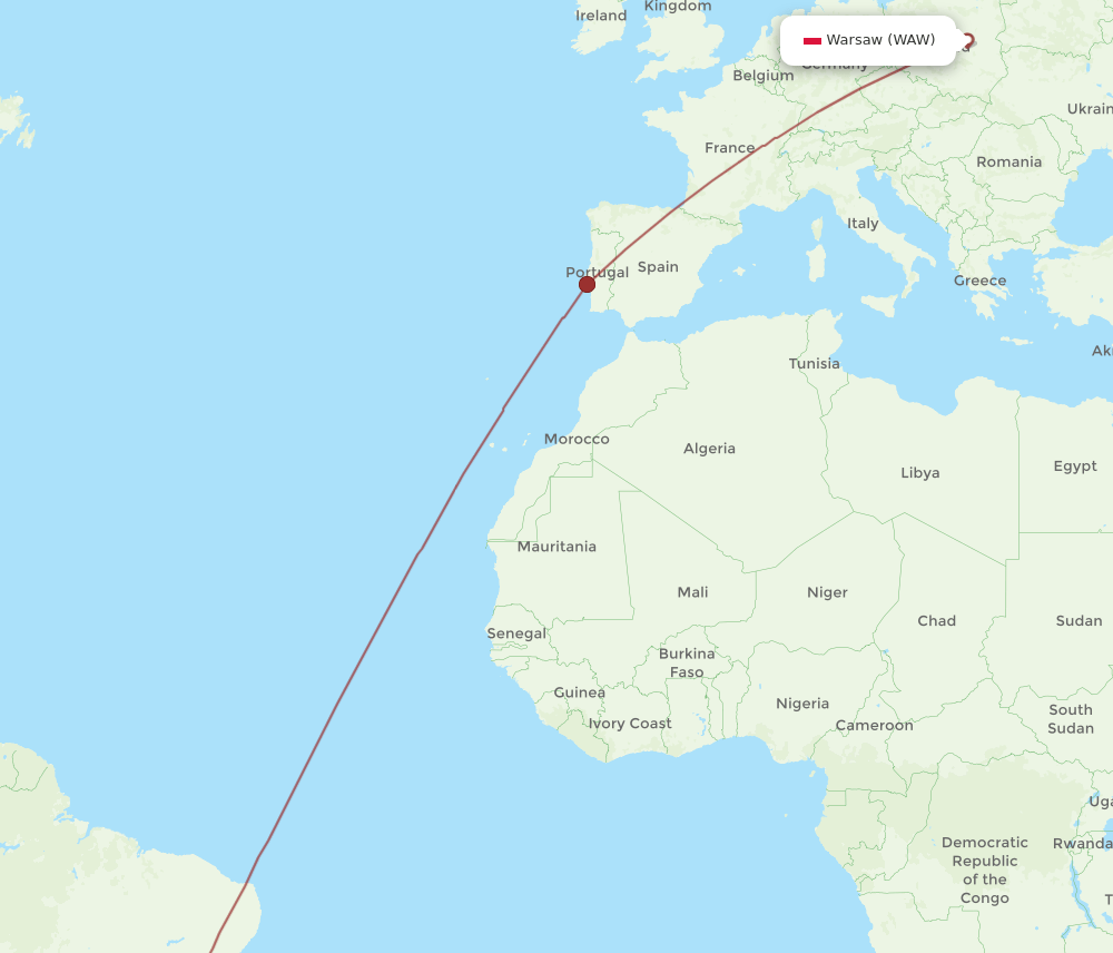 CNF-WAW flight routes
