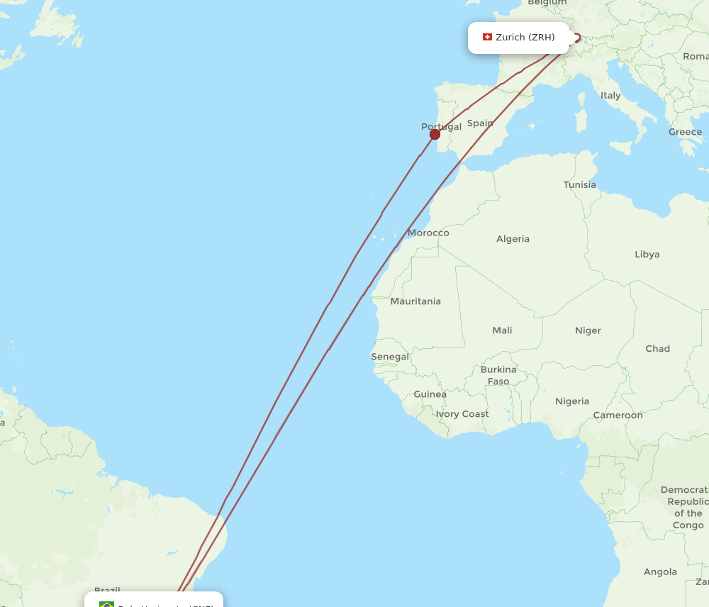 CNF-ZRH flight routes