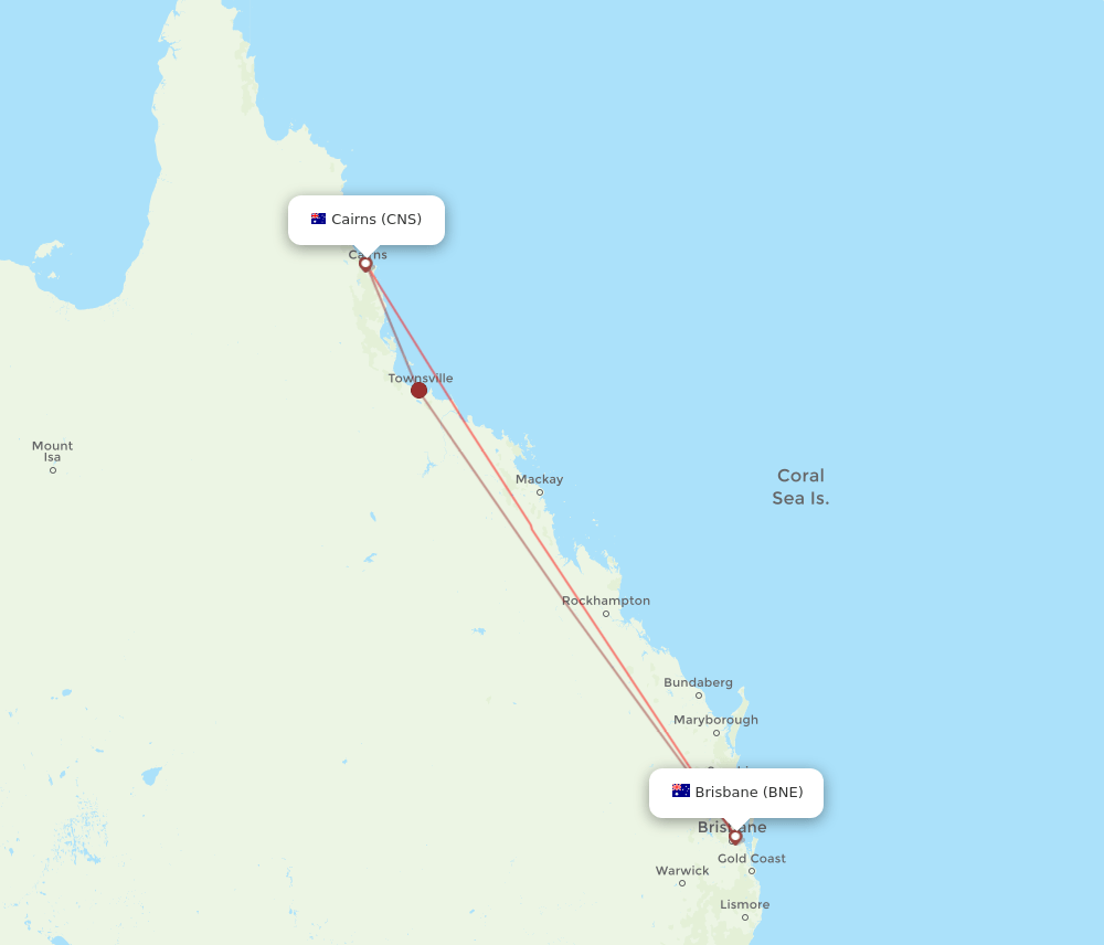 CNS-BNE flight routes
