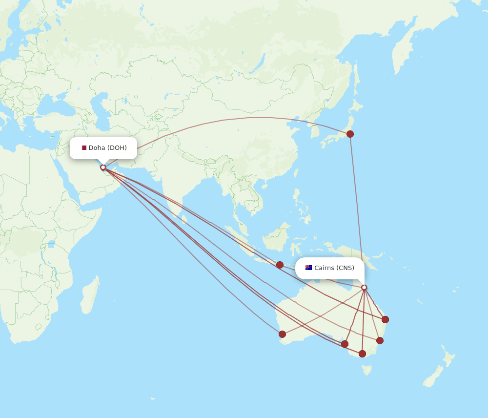 CNS-DOH flight routes