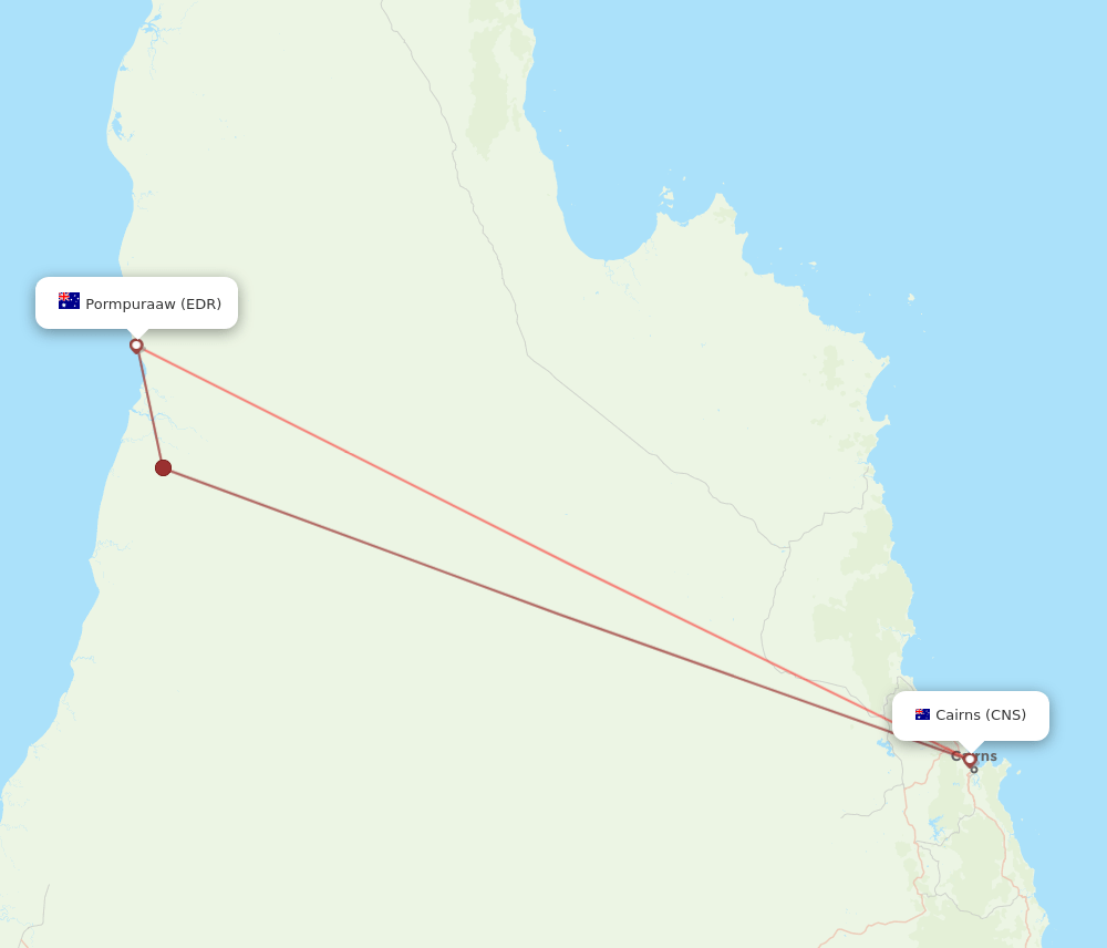 CNS to EDR flights and routes map