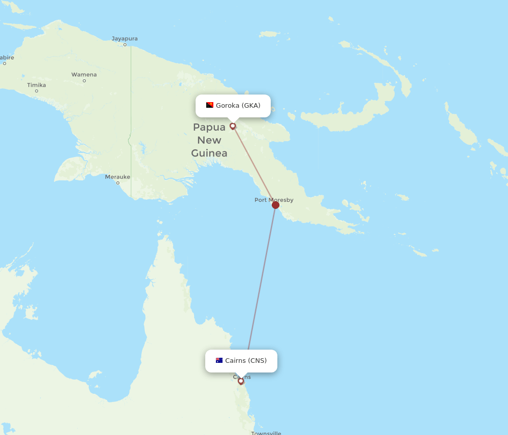 CNS to GKA flights and routes map