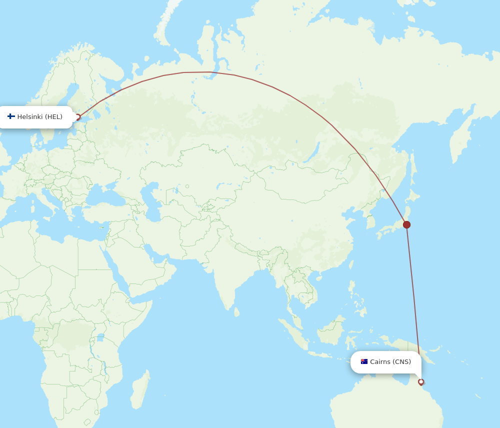 CNS to HEL flights and routes map