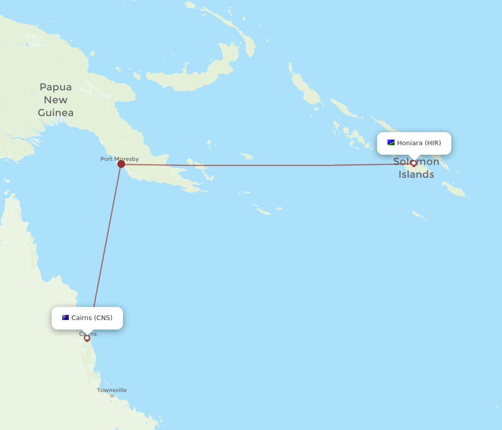 CNS-HIR flight routes