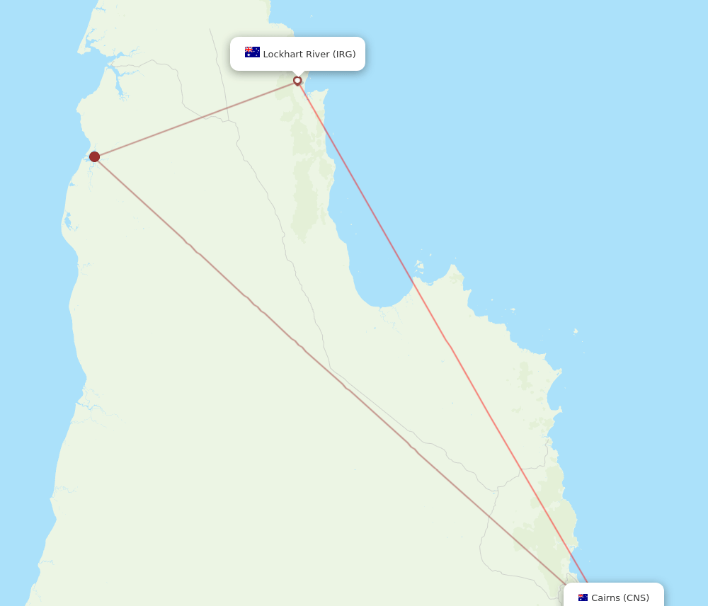 CNS to IRG flights and routes map