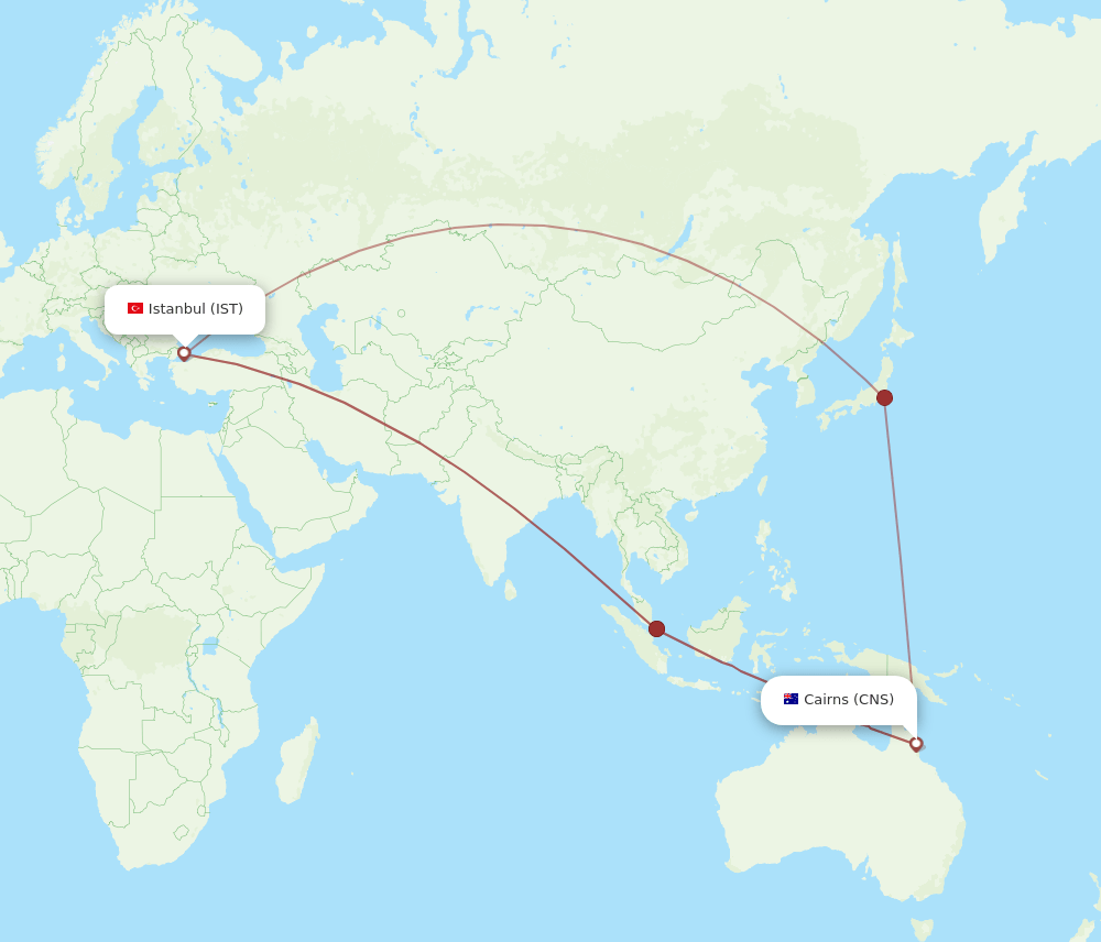 CNS-IST flight routes