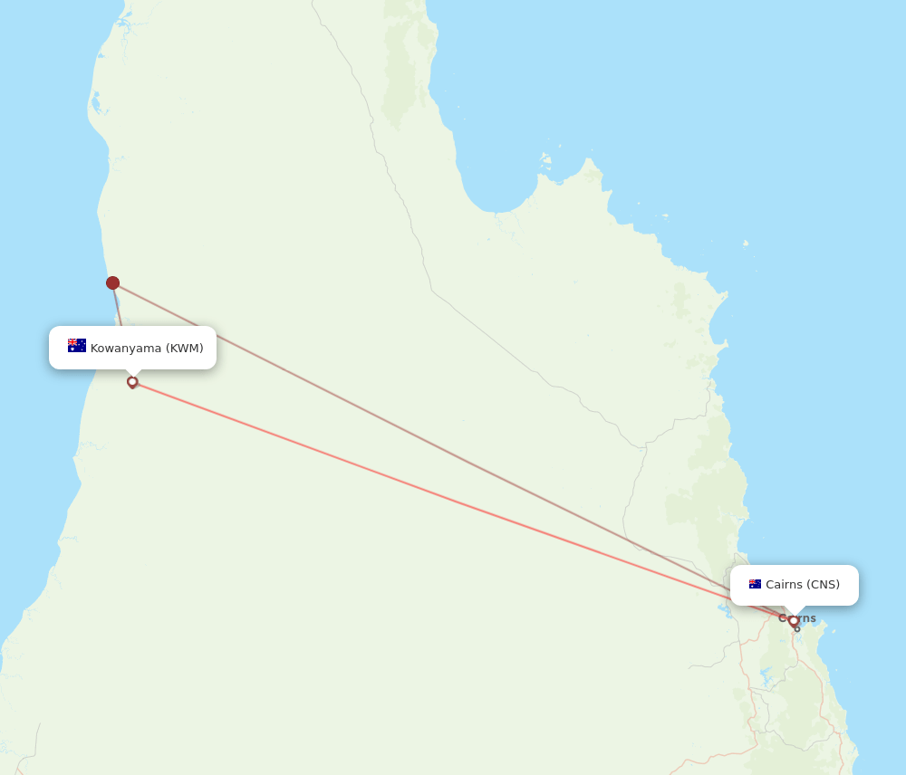 CNS to KWM flights and routes map