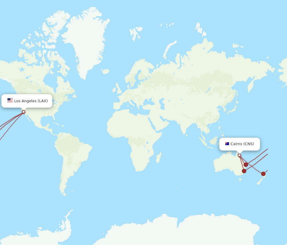 CNS to LAX flights and routes map