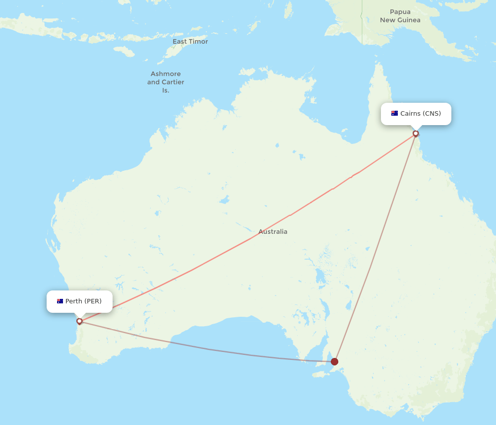 CNS-PER flight routes