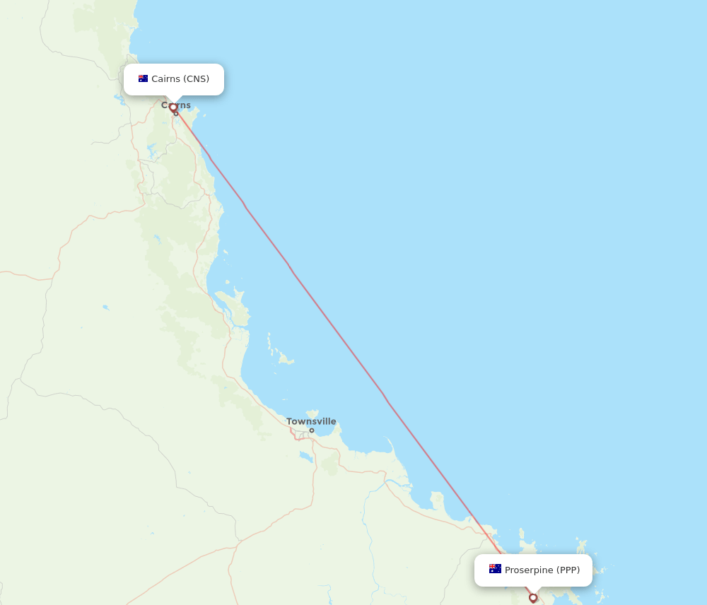 Cairns - Proserpine route map and flight paths