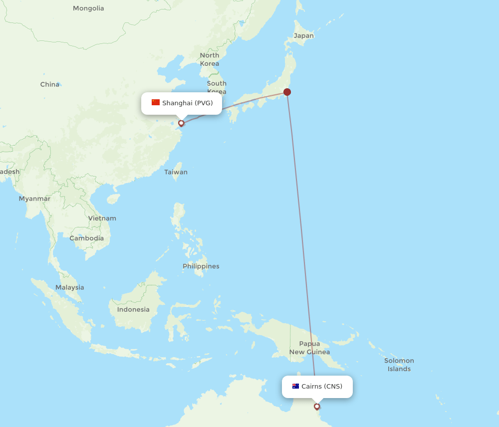CNS-PVG flight routes