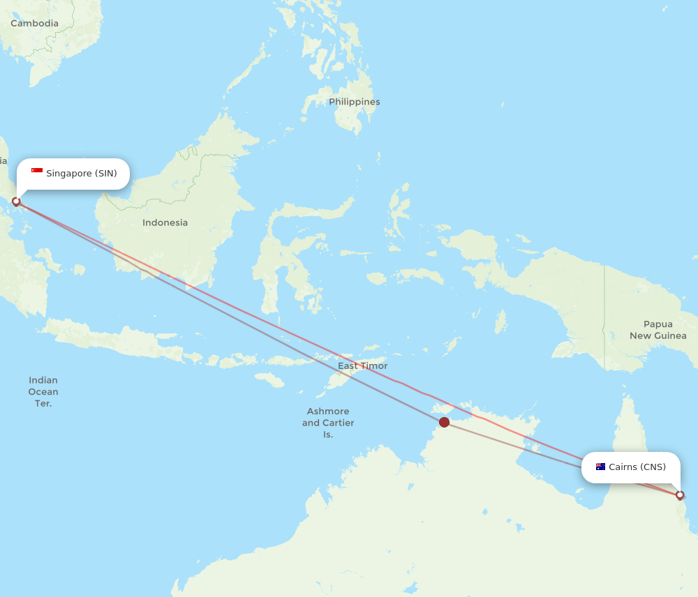 CNS to SIN flights and routes map