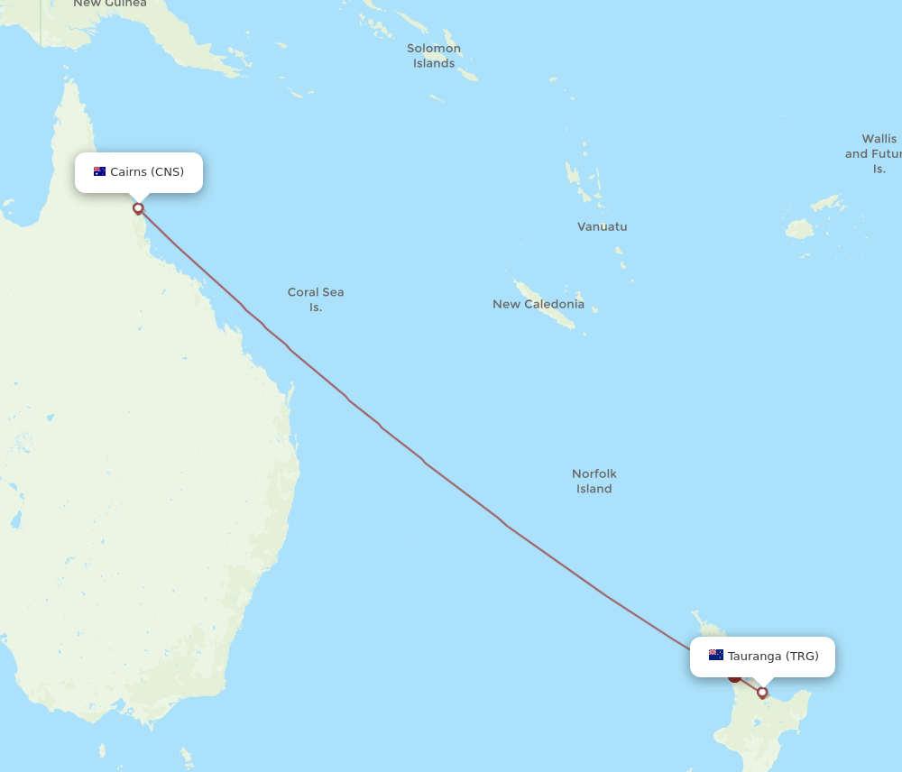 CNS to TRG flights and routes map