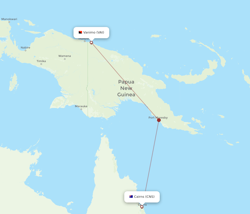 VAI to CNS flights and routes map