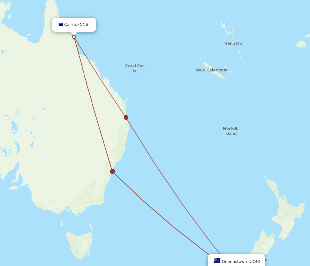 CNS-ZQN flight routes