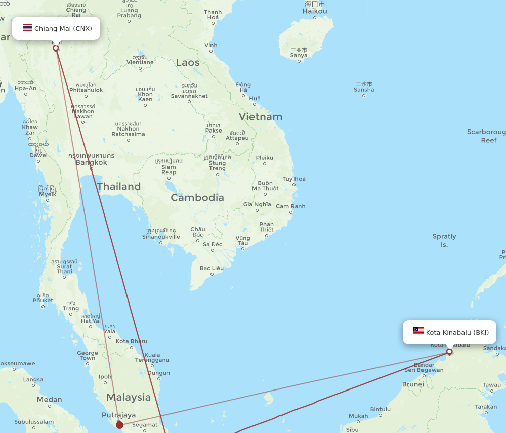 CNX-BKI flight routes