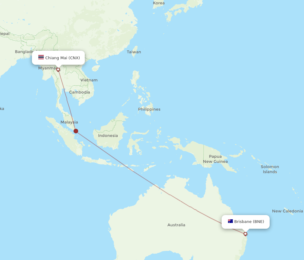 CNX-BNE flight routes