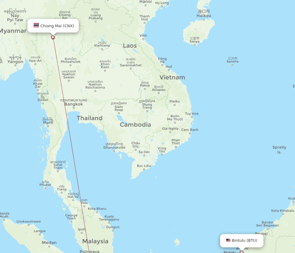 CNX-BTU flight routes