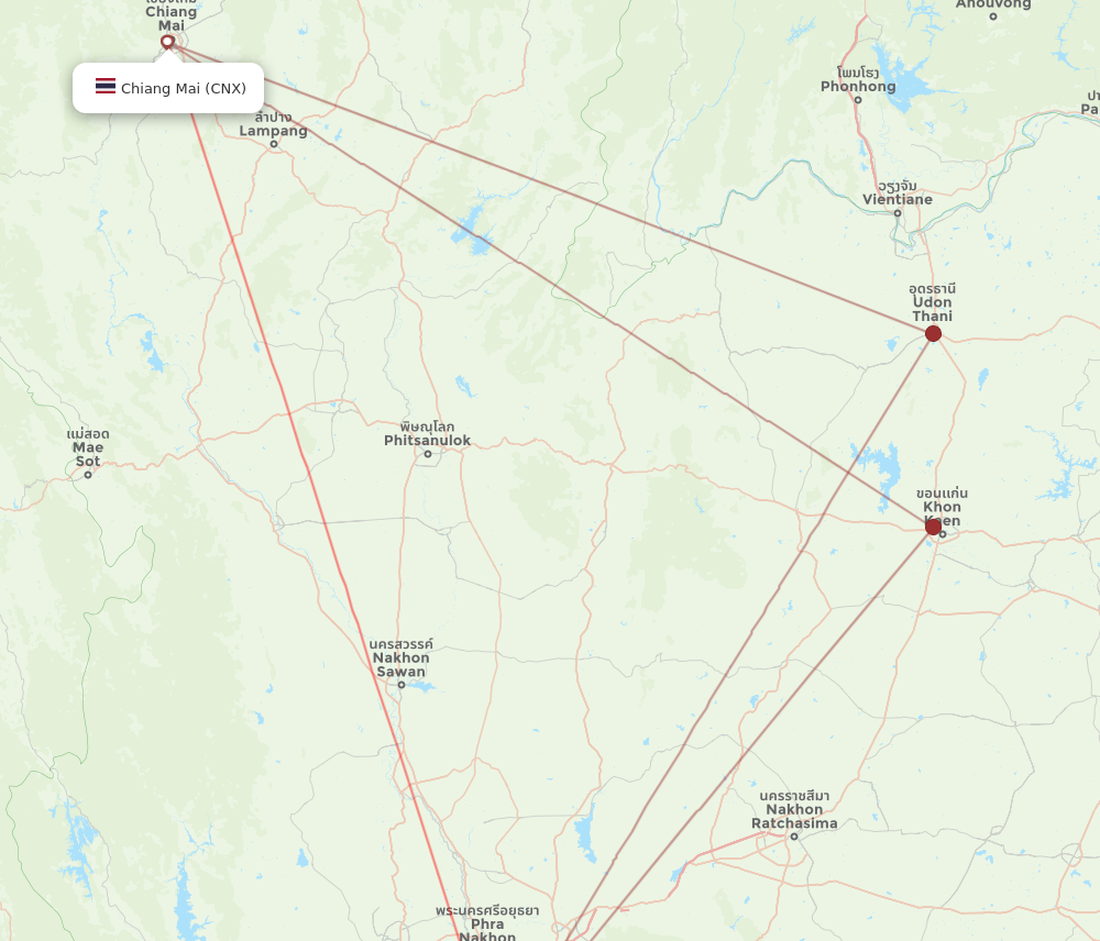 CNX to DMK flights and routes map