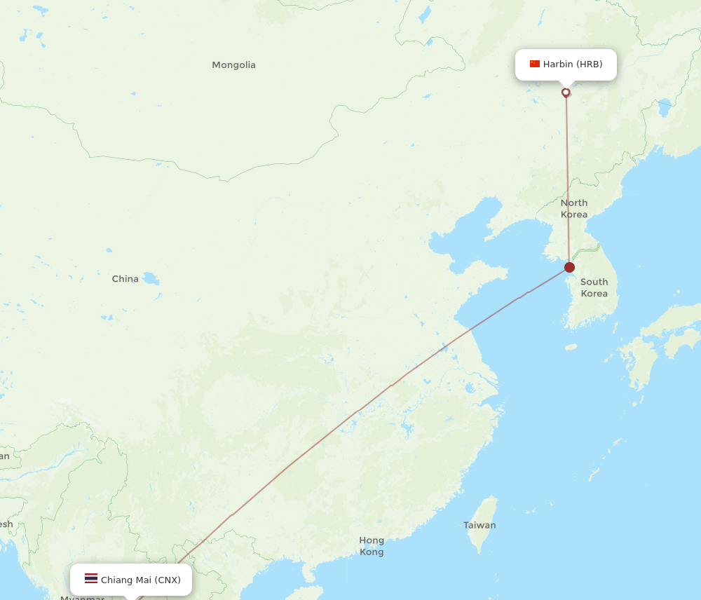 HRB to CNX flights and routes map