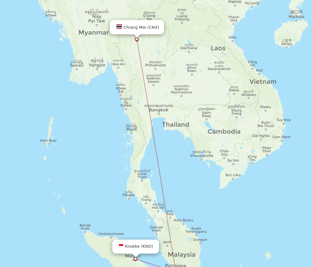 CNX to KNO flights and routes map
