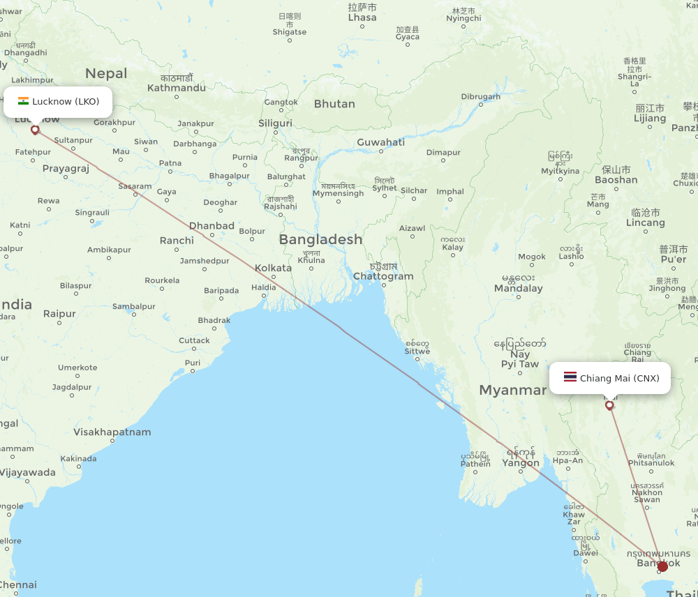 CNX-LKO flight routes