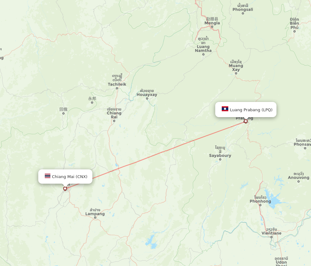 CNX to LPQ flights and routes map