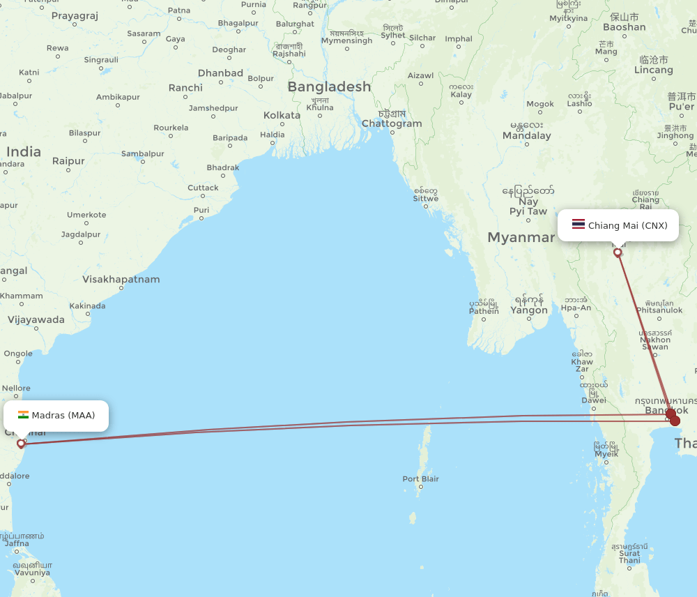 CNX-MAA flight routes