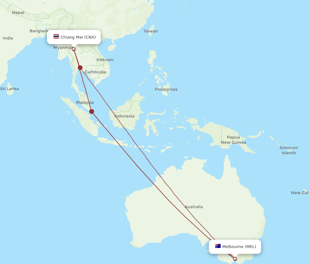 CNX-MEL flight routes