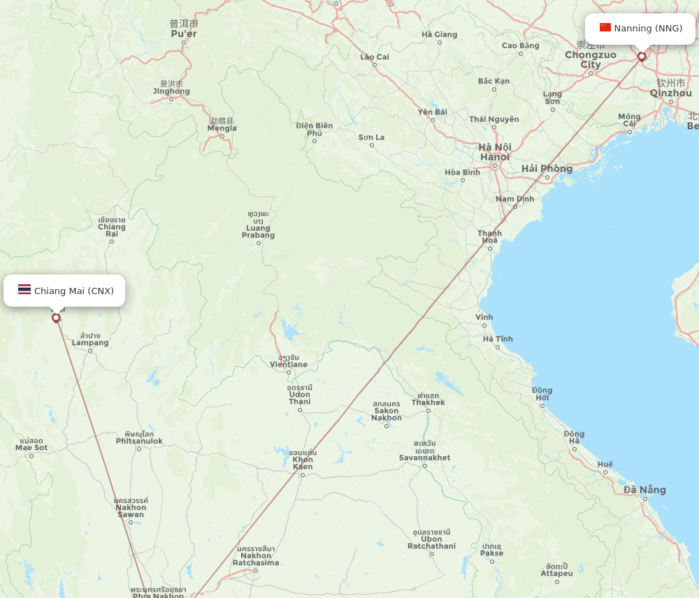 NNG to CNX flights and routes map
