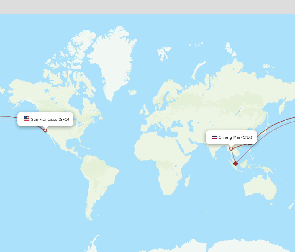 CNX to SFO flights and routes map