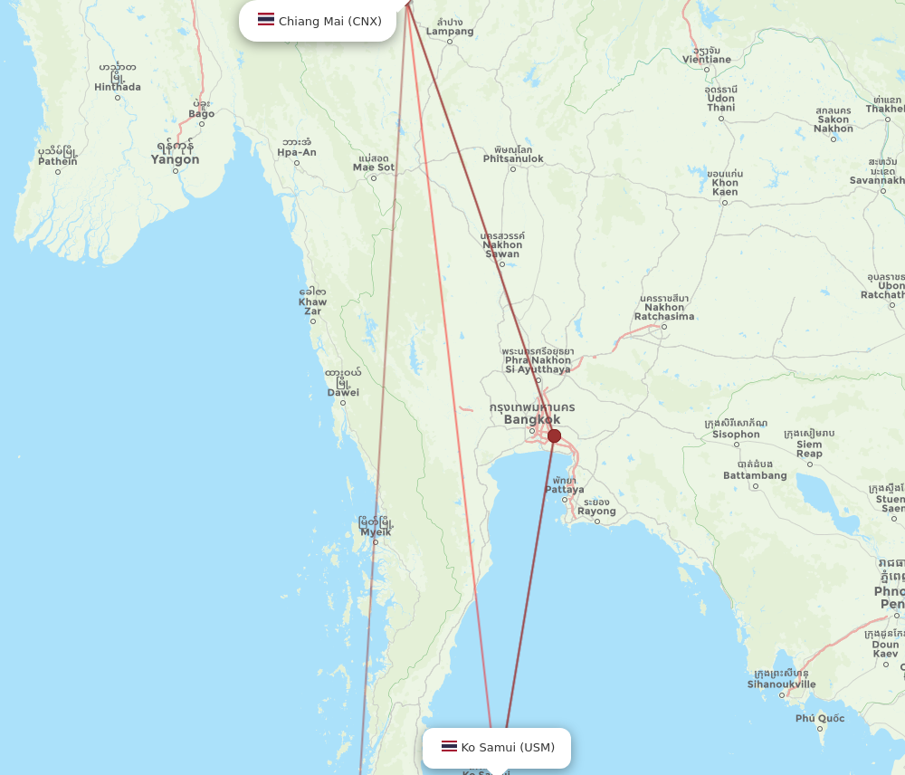 CNX to USM flights and routes map