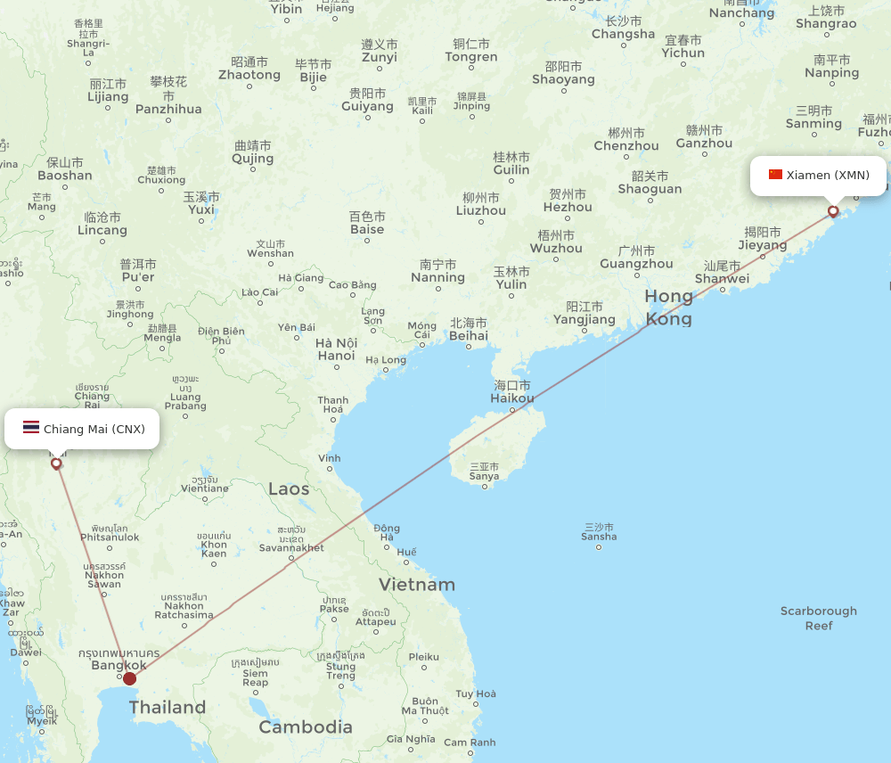 CNX-XMN flight routes