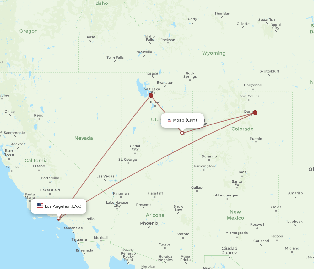 CNY to LAX flights and routes map