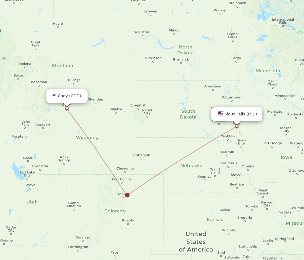COD-FSD flight routes