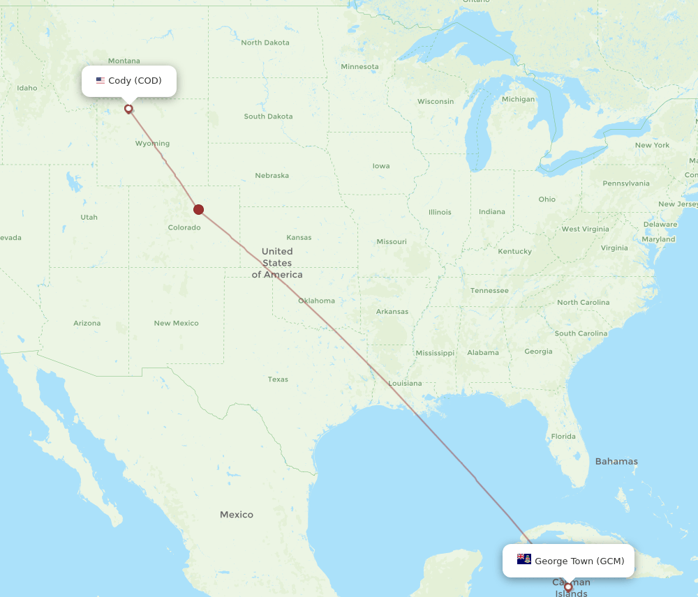 GCM to COD flights and routes map