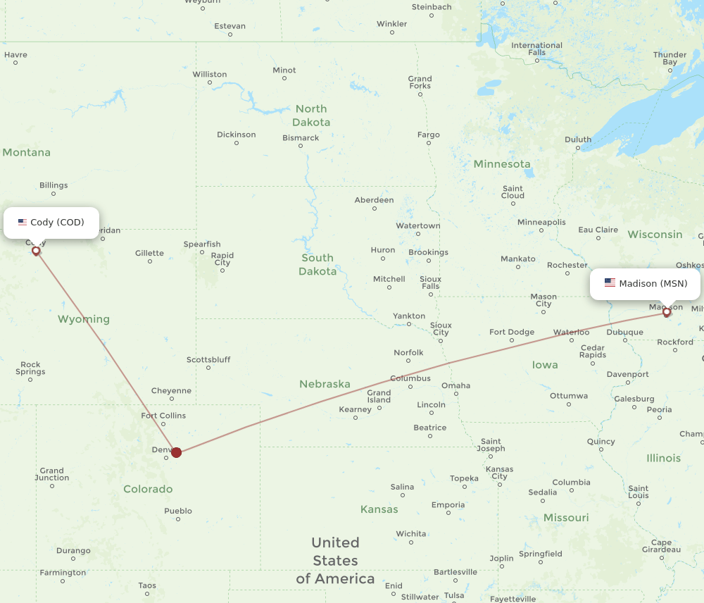 COD-MSN flight routes