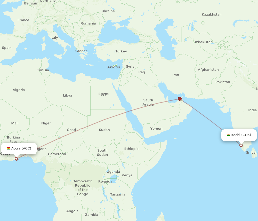 COK-ACC flight routes