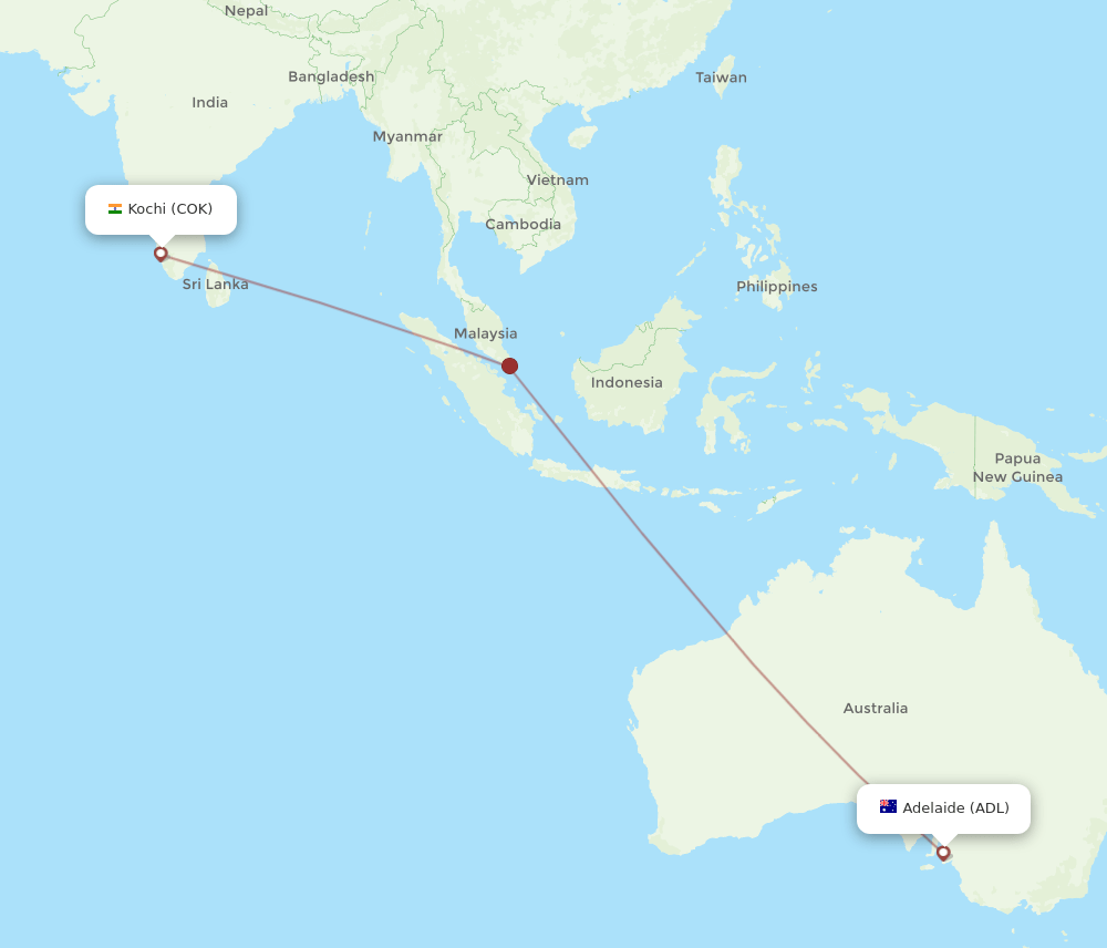 COK-ADL flight routes