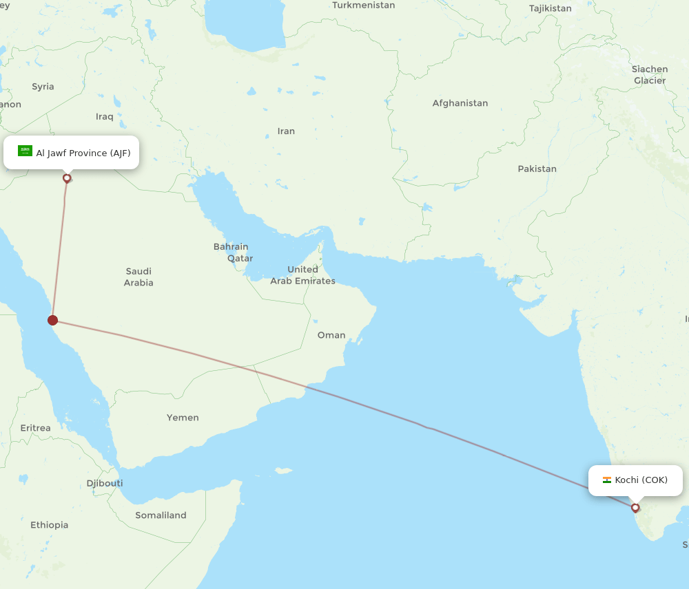 COK-AJF flight routes