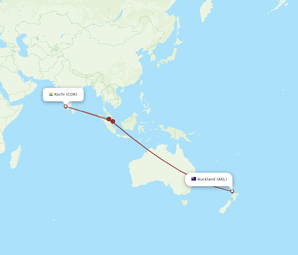 COK-AKL flight routes