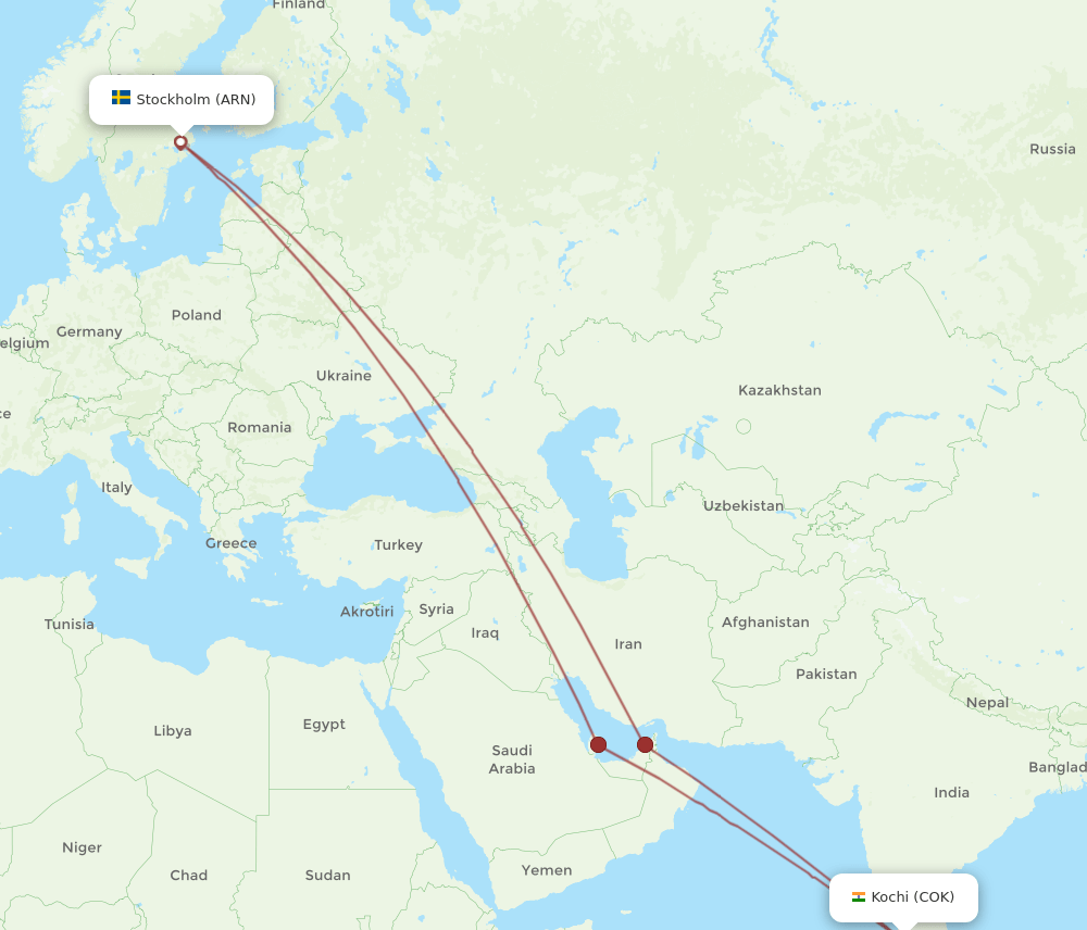COK-ARN flight routes
