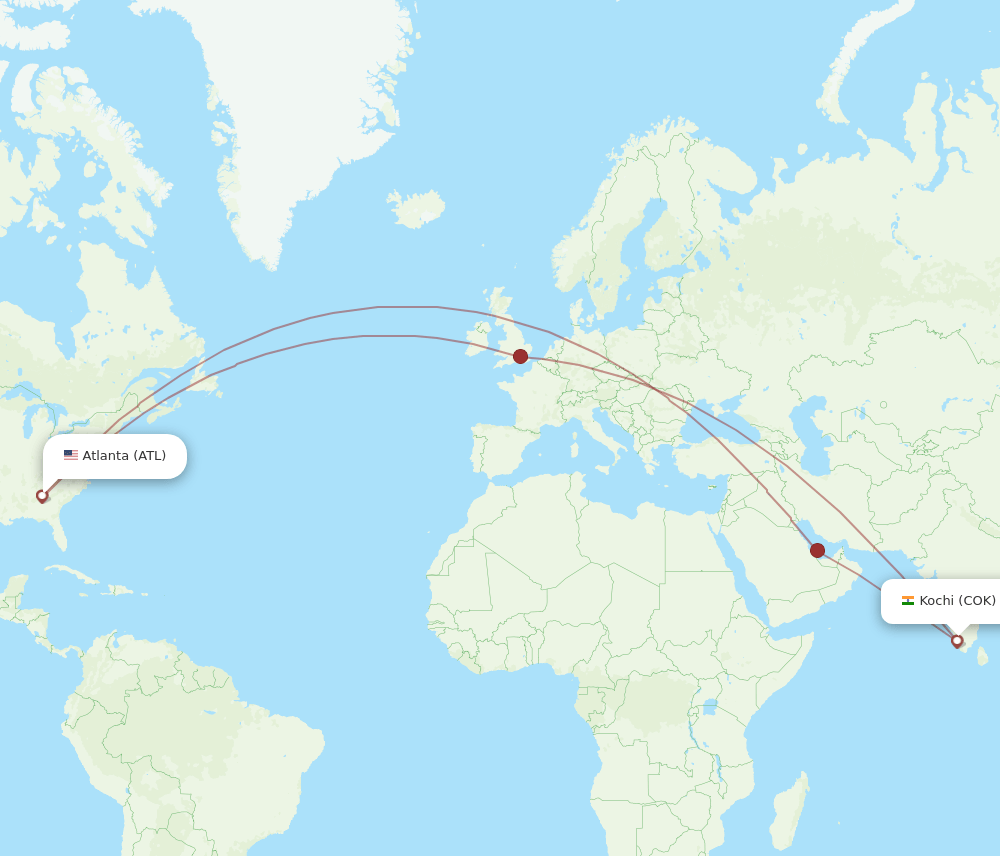 COK-ATL flight routes